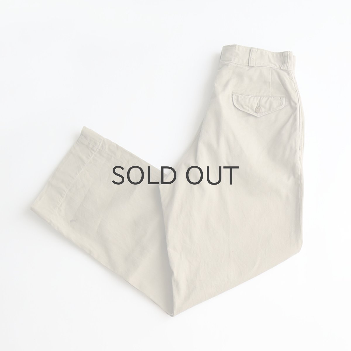 画像1: 50's US MARINE CORPS COTTON TWILL KHAKI TROUSERS【W28 x L30 程度】 (1)