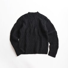 画像1: 90's J. CREW BLACK WOOL KNIT ARAN SWEATER (1)