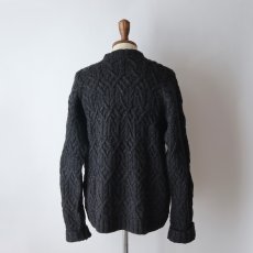 画像11: 90's J. CREW BLACK WOOL KNIT ARAN SWEATER (11)