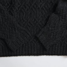 画像8: 90's J. CREW BLACK WOOL KNIT ARAN SWEATER (8)