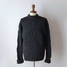 画像9: 90's J. CREW BLACK WOOL KNIT ARAN SWEATER (9)