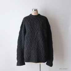 画像12: 90's J. CREW BLACK WOOL KNIT ARAN SWEATER (12)