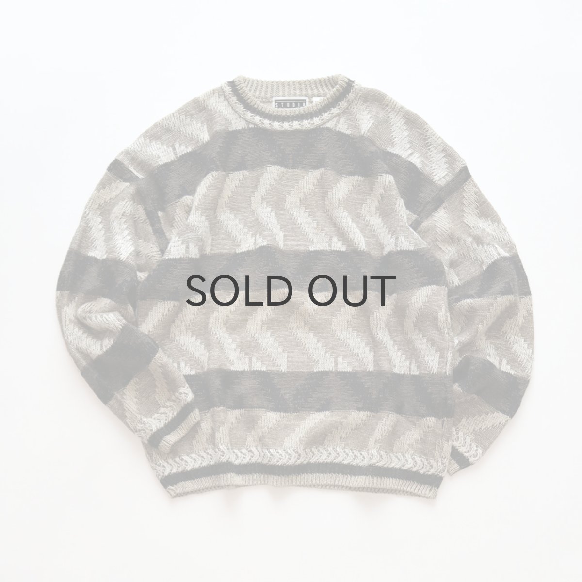 画像1: 90's STUDIO RAMIE COTTON BORDER PATTERN KNIT SWEATER (1)