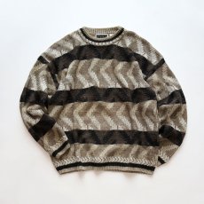 画像1: 90's STUDIO RAMIE COTTON BORDER PATTERN KNIT SWEATER (1)