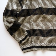 画像4: 90's STUDIO RAMIE COTTON BORDER PATTERN KNIT SWEATER (4)