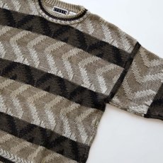 画像3: 90's STUDIO RAMIE COTTON BORDER PATTERN KNIT SWEATER (3)