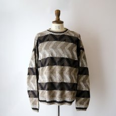 画像8: 90's STUDIO RAMIE COTTON BORDER PATTERN KNIT SWEATER (8)