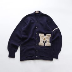 画像1: 〜60's ENGLEWOOD KNITTING MILLS NAVY  WOOL KNIT LETTERED AWARD CARDIGAN (1)