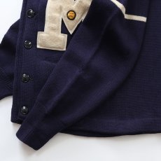 画像5: 〜60's ENGLEWOOD KNITTING MILLS NAVY  WOOL KNIT LETTERED AWARD CARDIGAN (5)