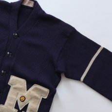 画像3: 〜60's ENGLEWOOD KNITTING MILLS NAVY  WOOL KNIT LETTERED AWARD CARDIGAN (3)