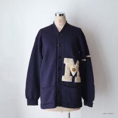 画像17: 〜60's ENGLEWOOD KNITTING MILLS NAVY  WOOL KNIT LETTERED AWARD CARDIGAN (17)