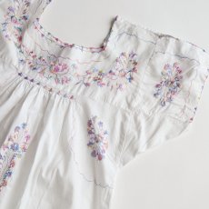 画像3: OLD HANDMADE COTTON LINEN EMBROIDERED DRESS (3)