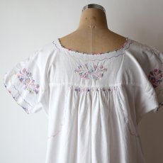 画像9: OLD HANDMADE COTTON LINEN EMBROIDERED DRESS (9)