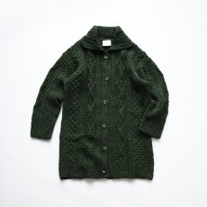 画像1: Kilronan Knitwear WOOL HAND KNIT FISHERMAN'S LONG CARDIGAN "MADE IN IRELAND" (1)