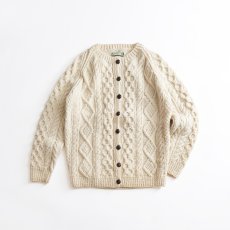 画像1: 〜80's IRISFREE WOOL HAND KNIT CREW NECK FISHERMAN'S CARDIGAN "HANDKNIT IN IRELAND" (1)