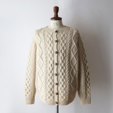 画像16: 〜80's IRISFREE WOOL HAND KNIT CREW NECK FISHERMAN'S CARDIGAN "HANDKNIT IN IRELAND" (16)