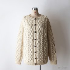 画像19: 〜80's IRISFREE WOOL HAND KNIT CREW NECK FISHERMAN'S CARDIGAN "HANDKNIT IN IRELAND" (19)