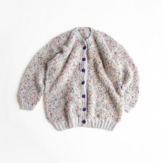 画像1: UNKNOWN BRAND MIX COLOR NEP MOHAIR HAND KNIT CREW NECK CARDIGAN (1)