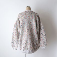 画像10: UNKNOWN BRAND MIX COLOR NEP MOHAIR HAND KNIT CREW NECK CARDIGAN (10)