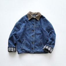 画像1: 〜90's BRAETAN COTTON DENIM CHECK FLANNEL LINING TRUCKER JACKET (1)