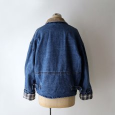 画像15: 〜90's BRAETAN COTTON DENIM CHECK FLANNEL LINING TRUCKER JACKET (15)