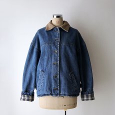 画像12: 〜90's BRAETAN COTTON DENIM CHECK FLANNEL LINING TRUCKER JACKET (12)