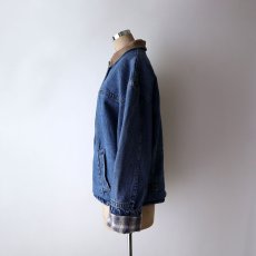 画像14: 〜90's BRAETAN COTTON DENIM CHECK FLANNEL LINING TRUCKER JACKET (14)