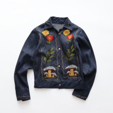 画像1: 70's UNKNOWN BRAND DENIM EMBROIDERED SHORT LENGTH SNAP JACKET "MINT CONDITION" (1)