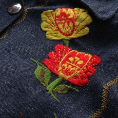 画像9: 70's UNKNOWN BRAND DENIM EMBROIDERED SHORT LENGTH SNAP JACKET "MINT CONDITION" (9)