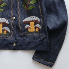 画像5: 70's UNKNOWN BRAND DENIM EMBROIDERED SHORT LENGTH SNAP JACKET "MINT CONDITION" (5)