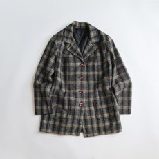 画像1: UNKNOWN BRAND WOOL TWEED CHECK 4B JACKET (1)