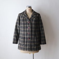 画像9: UNKNOWN BRAND WOOL TWEED CHECK 4B JACKET (9)