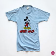 画像1: 70's WALT DISNEY DISTRIBUTING CO. COTTON W-PRINT S/S TEE "MICKEY MOUSE" (1)