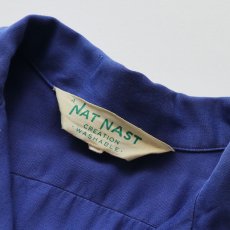 画像7: 50's NAT NAST RAYON BACK FLOCK PRINT S/S OPEN COLLAR WOMEN'S BOWLING SHIRT "First National Bank" (7)