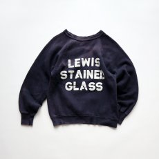 画像1: 60's UNKNOWN BRAND COTTON W-PRINT CREW NECK SWEAT "LEWIS STAINED GLASS" (1)