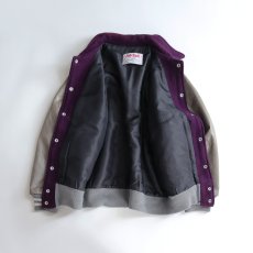 画像2: 80's Fab-Knit WOOL MELTON FAKE LEATHER SLEEVE VARSITY JACKET "MADE IN USA" (2)