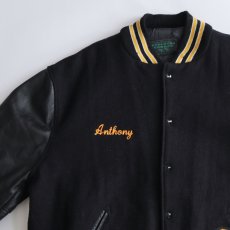 画像4: 〜90's ATHLETES CORNER WOOL MELTON BACK LETTERED LEATHER SLEEVE VARSITY JACKET "MADE IN USA" (4)