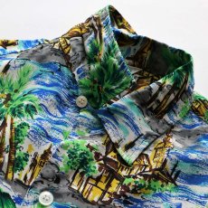 画像7: 60's UNKNOWN BRAND RAYON ALL OVER PATTERN S/S LOOP COLLAR HAWAIIAN SHIRT "MADE IN JAPAN" "MINT CONDITION" (7)