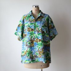 画像12: 60's UNKNOWN BRAND RAYON ALL OVER PATTERN S/S LOOP COLLAR HAWAIIAN SHIRT "MADE IN JAPAN" "MINT CONDITION" (12)