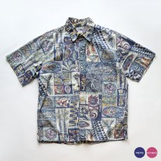 画像1: 〜90's reyn spooner COTTON ALL OVER PATTERN S/S HAWAIIAN BOX SHIRT (1)