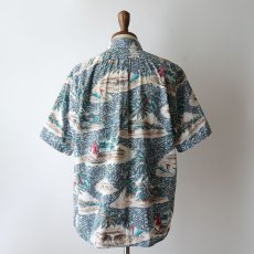 画像12: 〜90's PHIL EDWARDS by REYN SPOONER COTTON ALL OVER PATTERN S/S HAWAIIAN BOX SHIRT (12)