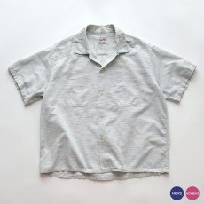 画像1: 50's Wesley COTTON WOVEN BORDER S/S LOOP COLLAR BOX SHIRT (1)