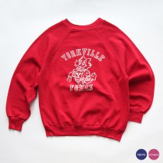 画像1: 80's sportswear PRINT CREW NECK SWEAT "YORKVILLE FOXEES" "MADE IN USA" (1)