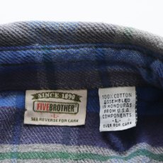 画像6: 90's FIVE BROTHER COTTON CHECK HEAVY FLANNEL SHIRT (6)