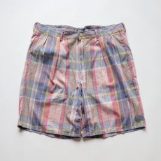 画像1: 〜90's Polo by Ralph Lauren COTTON MADRAS CHECK TUCK SHORTS "MADE IN USA" 【W36 程度】 (1)