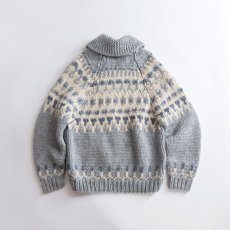 画像2: OLD UNKNOWN BRAND WOOL HAND KNIT COWICHAN ZIP CARDIGAN (2)