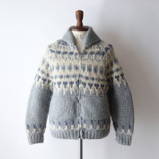 画像9: OLD UNKNOWN BRAND WOOL HAND KNIT COWICHAN ZIP CARDIGAN (9)