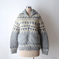 画像12: OLD UNKNOWN BRAND WOOL HAND KNIT COWICHAN ZIP CARDIGAN (12)