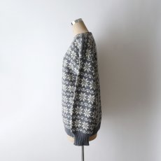 画像10: OLD UNKNOWN BRAND WOOL SNOWFLAKE PATTERN HAND KNIT BOAT NECK NORDIC SWEATER (10)