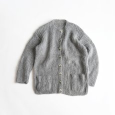 画像1: UNKNOWN BRAND MOHAIR HAND KNIT CREW NECK CARDIGAN (1)